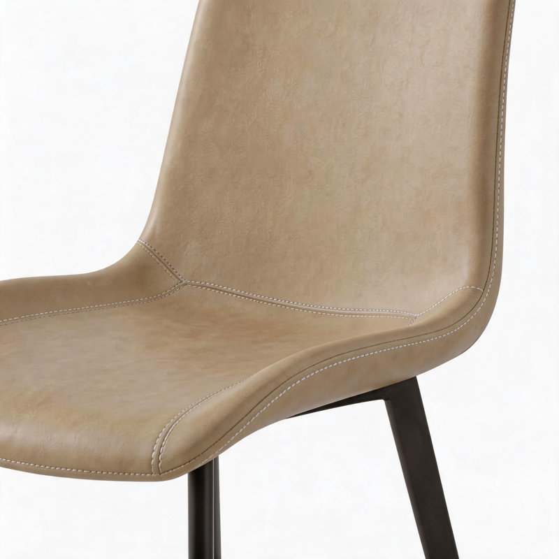 Ensemble de 2 chaises de salle à manger modernes avec siège en similicuir et pieds en métal, Camel Faux Leather