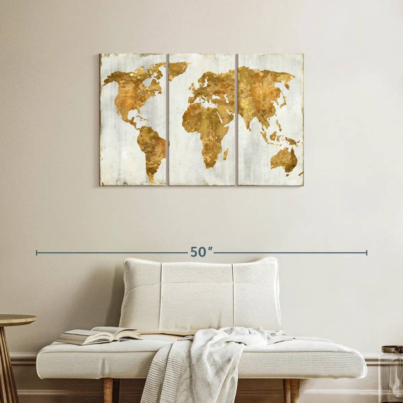 Aliaz The World In Gold, 24" H x 38" W