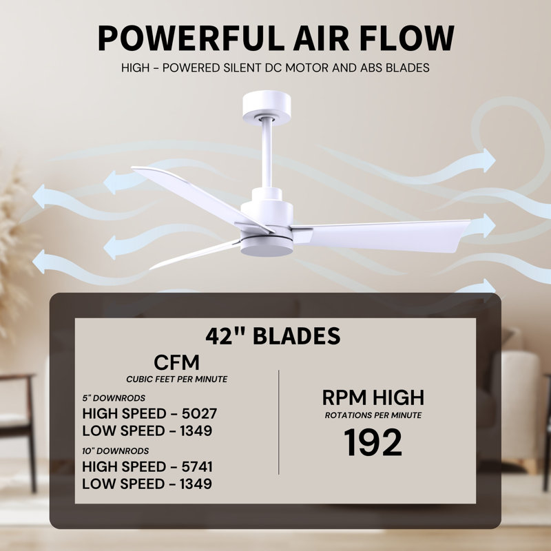 Alessandra Outdoor Downrod Ceiling Fan, Matte White, Matte White
