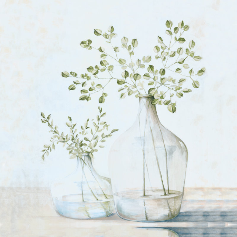 Vases With Greenery - Wrapped Canvas Print, 76cm H x 76cm W x 3.8cm D