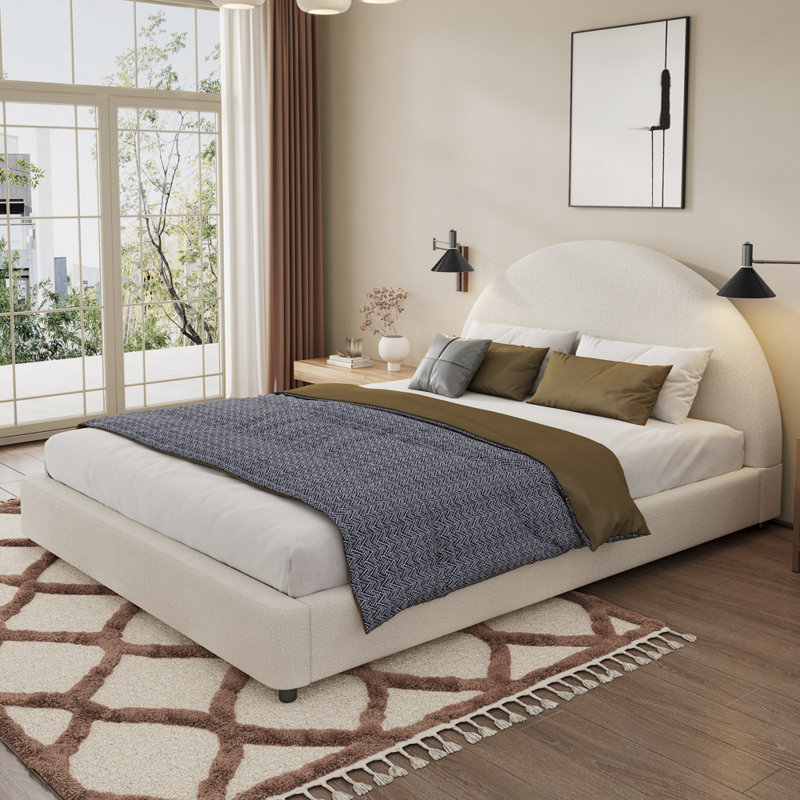 Modern Bouclé Queen Bed