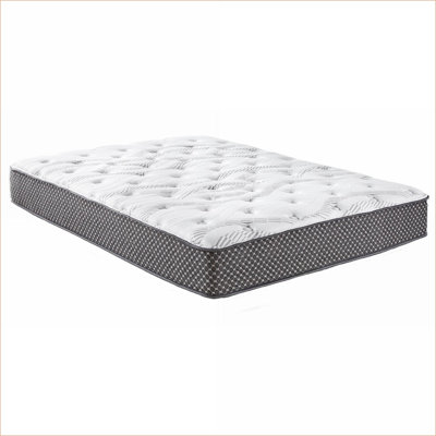 Mattresses: 10" Medium Firm Quilted Hybrid Queen Mattress | Foam+Spring | Black White