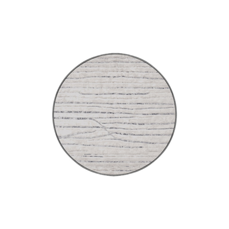 Machine Washable Gray Area Rug, Round 7'