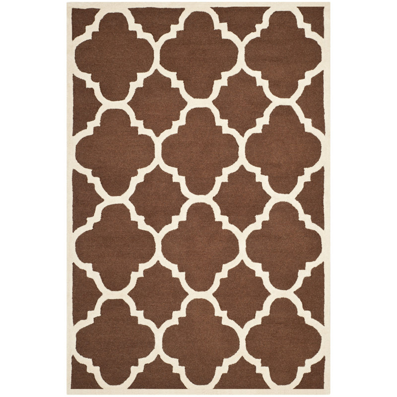 Tapis brun foncé / ivoire en laine touffeté à la main Cannen, Rectangle 4 pi x 6 pi