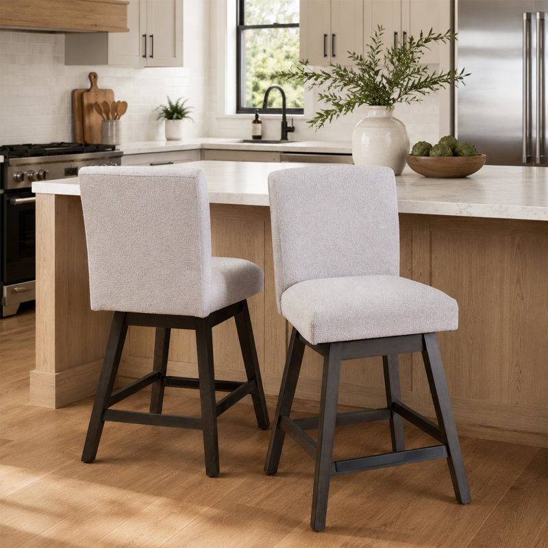 Tabouret pivotant Cyrus, Tabouret de comptoir (siège d'une hauteur de 26 p, Siège gris / cadre noir