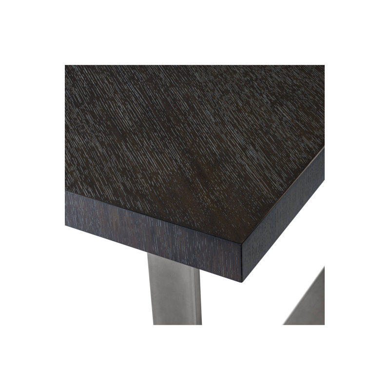 Borghese Solid Oak Dining Table, Charcoal Oak/Black Nickel, 43.3071" W x 98.4252" L