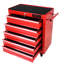 Rangement pour outils à 5 tiroirs avec système de verrouillage et roues mobiles - Armoire en acier rouge pour 5 coffres et rangement transportable-27114141
