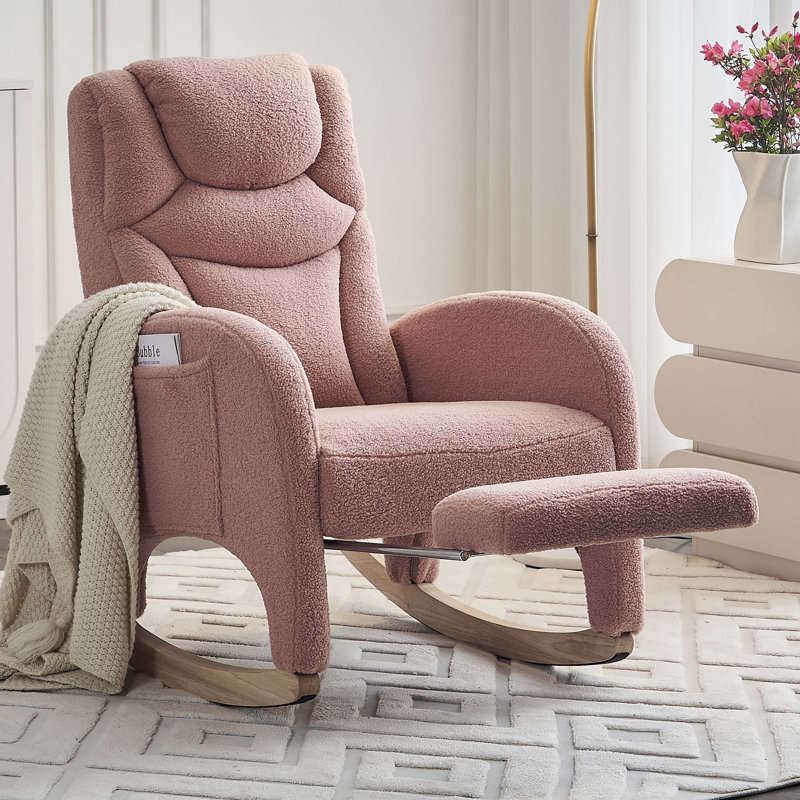Chaise berçante de chambre de bébé avec repose-pieds réglable pour le salon, la chambre à coucher, Rose