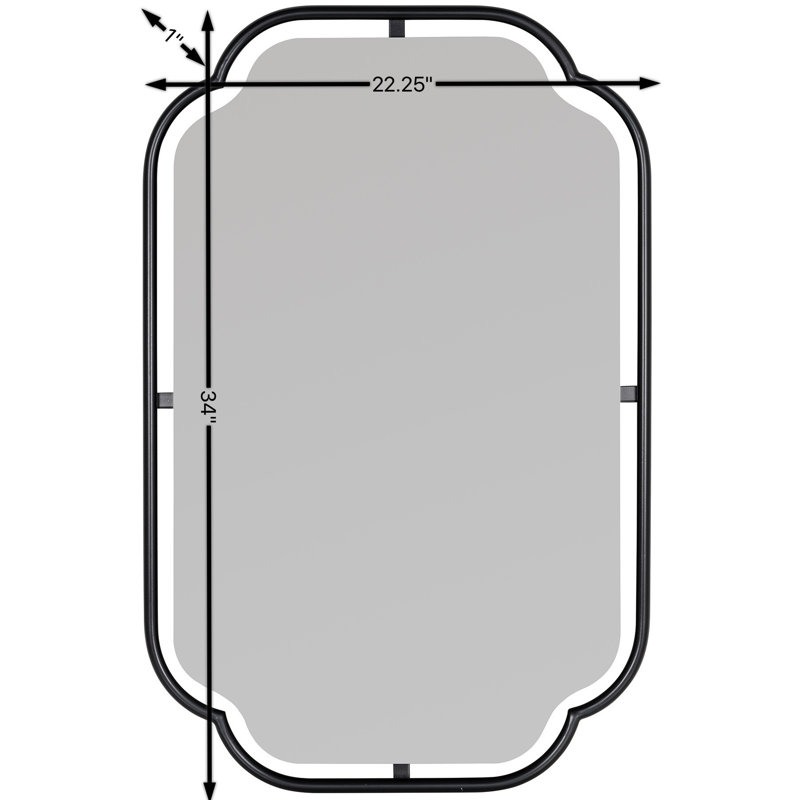 Sebastian Wall Mirorr, Matte Black, 34" H x 22.25" W