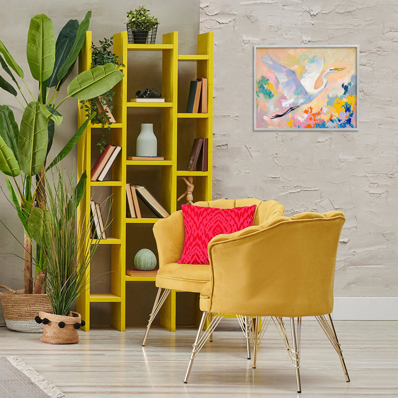 Heron & Abstract Botanicals, art de la giclée encadrée par Ramona Murdock, Estampe numérique Farmhouse, H 16 po x l 20 po
