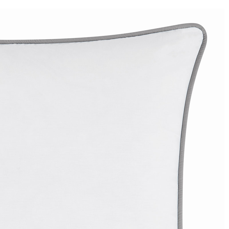Brooklyn Loom Solid Contrast Piped Decorative Pillow, Square 20", White/Gray Trim