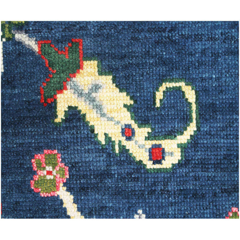 Navy Blue Oushak Rug Hand Knotted Wool – Traditional Turkish Oushak Style Area Rug – Vintage Floral Medallion Carpets 