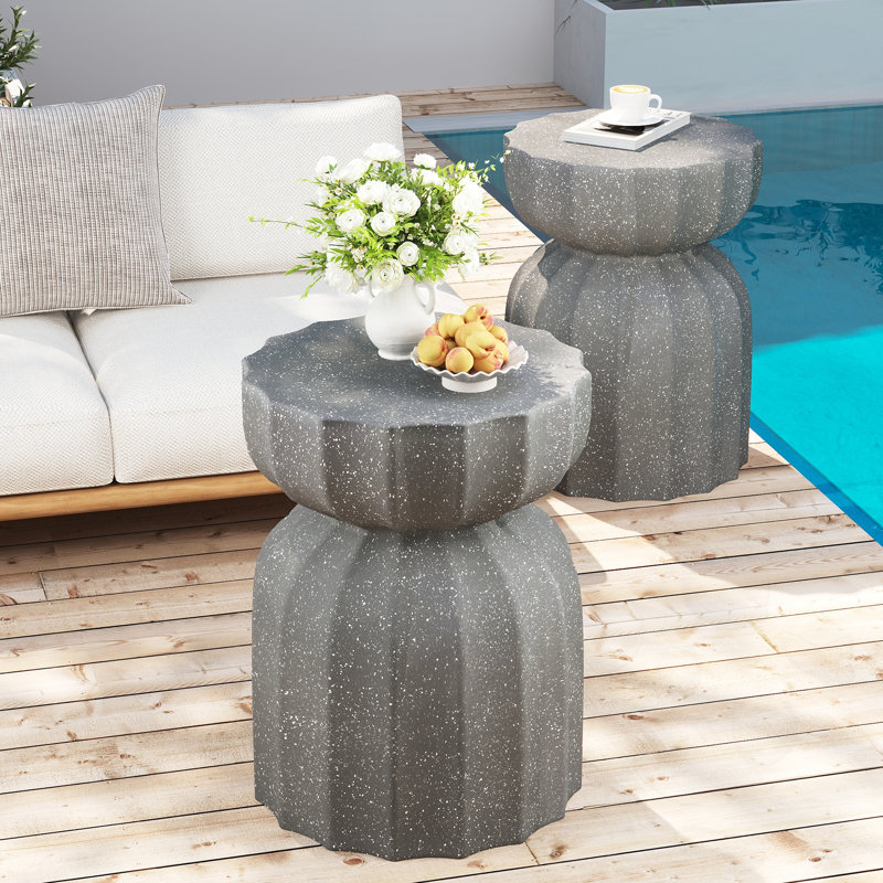 2PC Outdoor Side Table, Grey