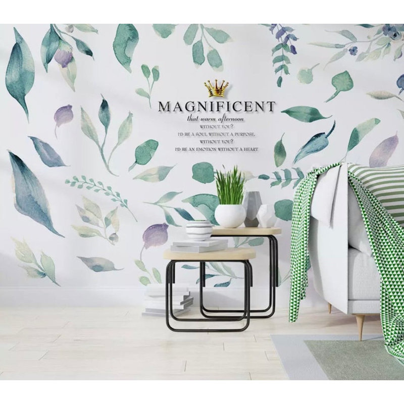 Leaves Exotic Tropical Leaf Pattern Removable Wallpaper, 35.04" L x 55" W