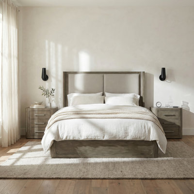 Ensemble de lit grand et deux tables de chevet Shaly