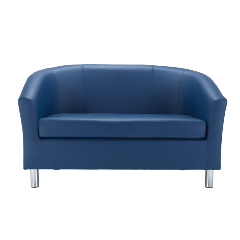 2 Seater Loveseat, Blue, Chrome