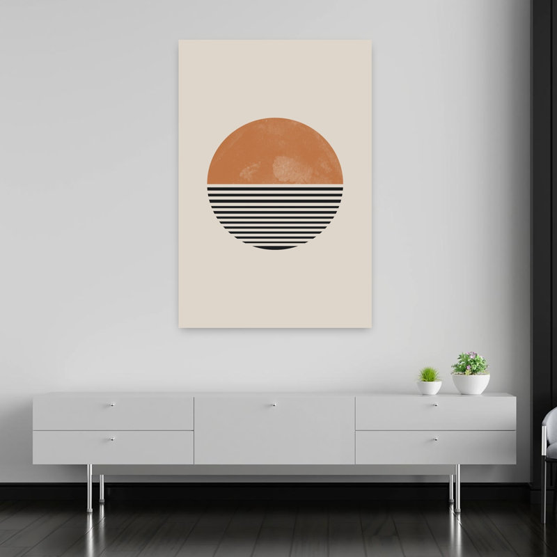 «Striped Horizon Abstract Contemporary Geometric Sunset Landscape», reproduction d'art murale, 60" H x 40" W