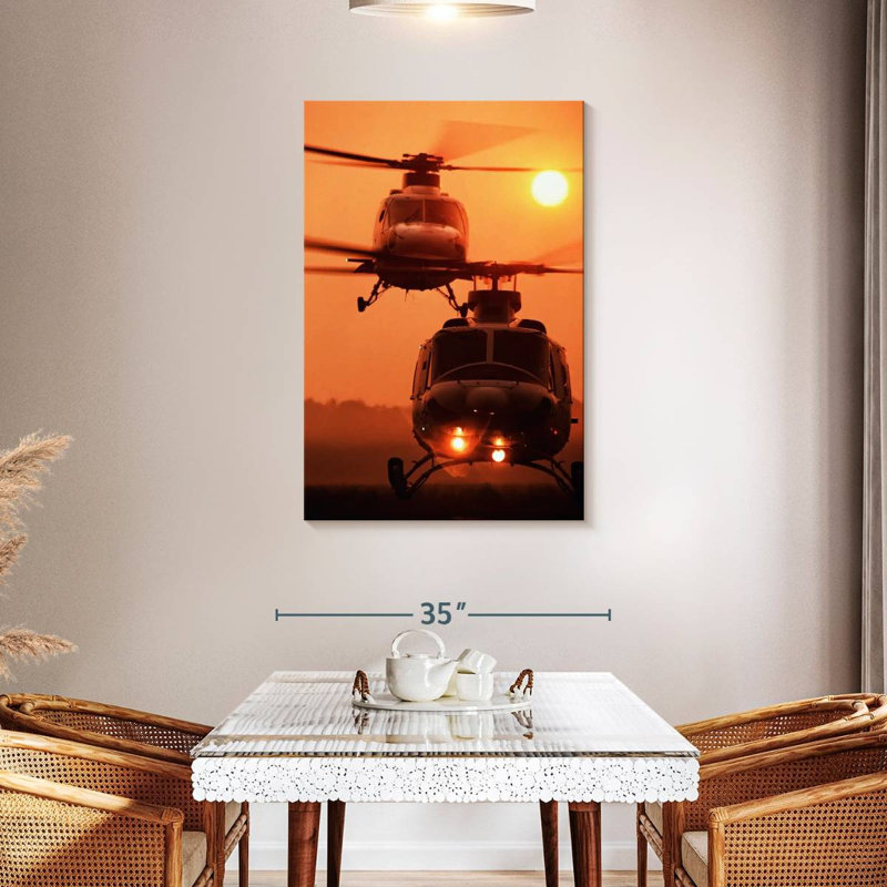 Mehar Helicopter Sunset Landing, 45" H x 30" W