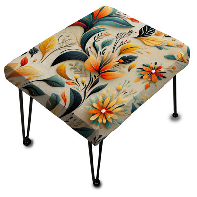 Éclectique jaune avec motif floral bohème et repose-pieds rectangulaire botanique
