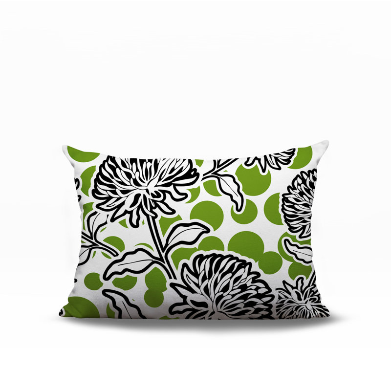 Oreiller rectangulaire réversible intérieur / extérieur Jae, Chartreuse, Rectangle H 14 po x l 20 po