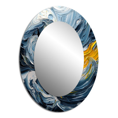 Miroir mural ovale jaune et gris à encre jaune et gris