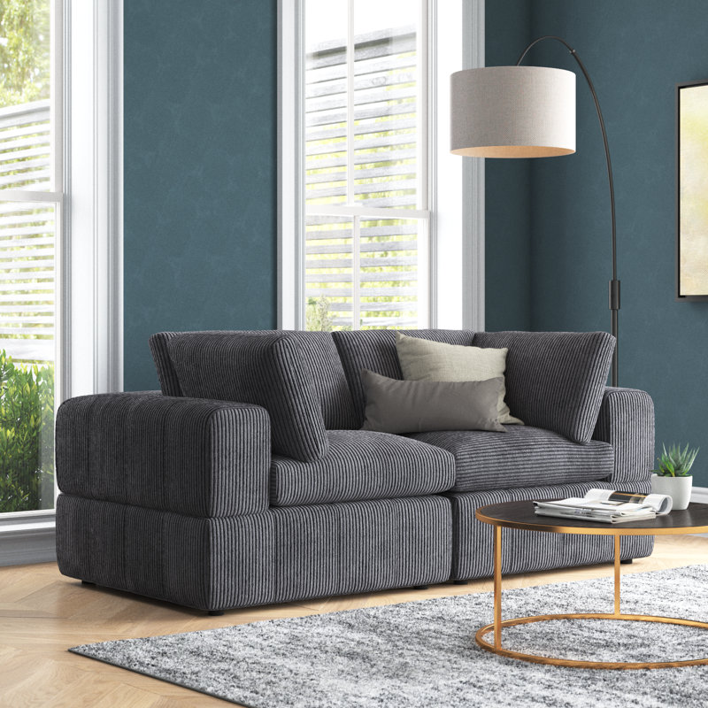 Aronas 79'' Corduroy Loveseat, Dark Grey