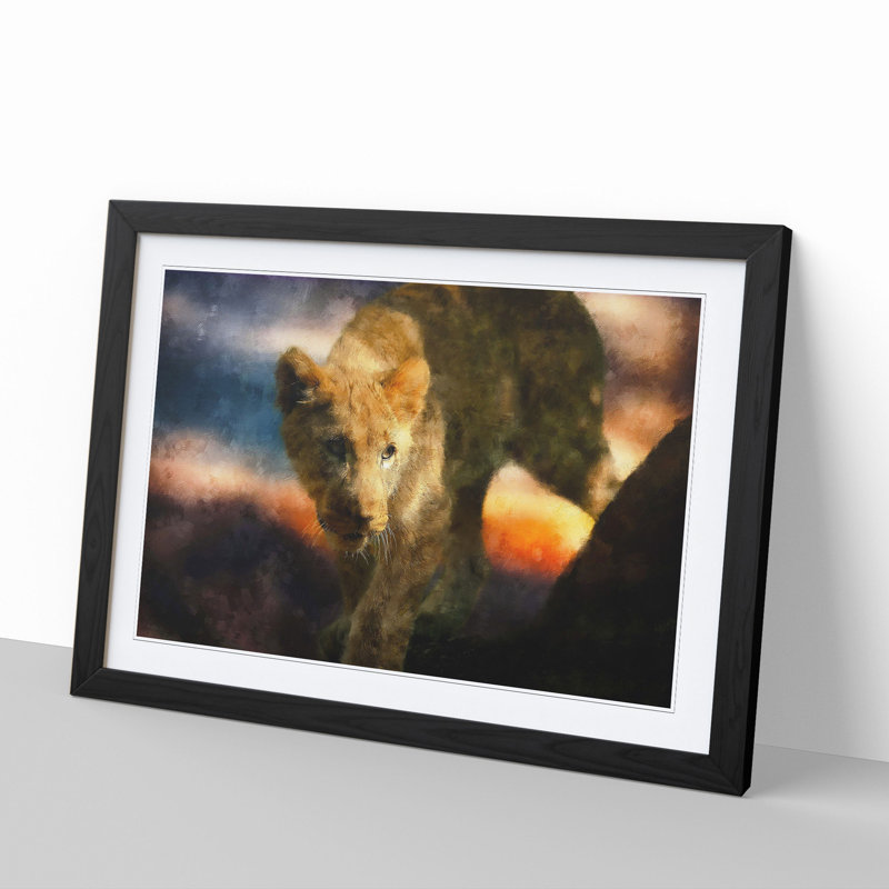 Lion Cub - Picture Frame Graphic Art, Black Framed, 48cm H x 65cm W x 2cm D