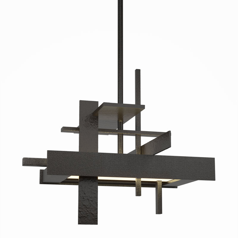 Planar 8.4" H 1 - Light Kitchen Island Geometric LED Pendant, Oil Rubbed Bronze, Multi: 13.4" to 58.4", None