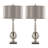 Joan 30" Contemporary Metal Table Lamp in Brushed Nickel with Grey Satin Shade from Grandview Gallery by LumiSource - Set of 2