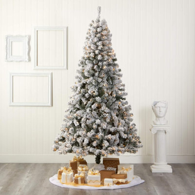  Artificial West Virginia Fir Flocked Christmas Tree with LED Lights 8ft