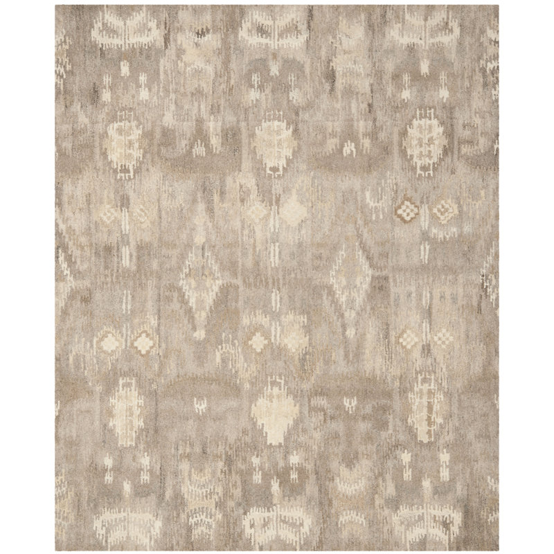 Kouerga bHand Tufted Wool Ikat Rug, Rectangle 8' x 10'