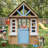 Classic Solid Wood Outdoor Playhouse With Pretend Kitchen Sink, Pet Door, Double Side Bench