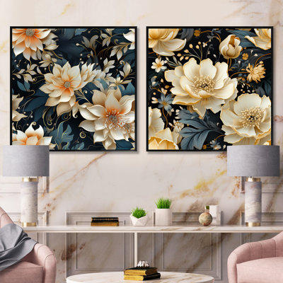 Jans - ensemble de 2 collages carrés floraux