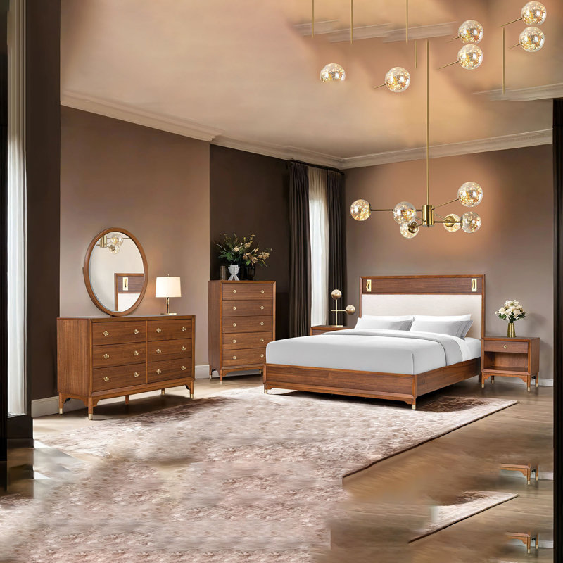 Mobilier de chambre à coucher de style Mid-Century de style moderne 1Pc, Noyer
