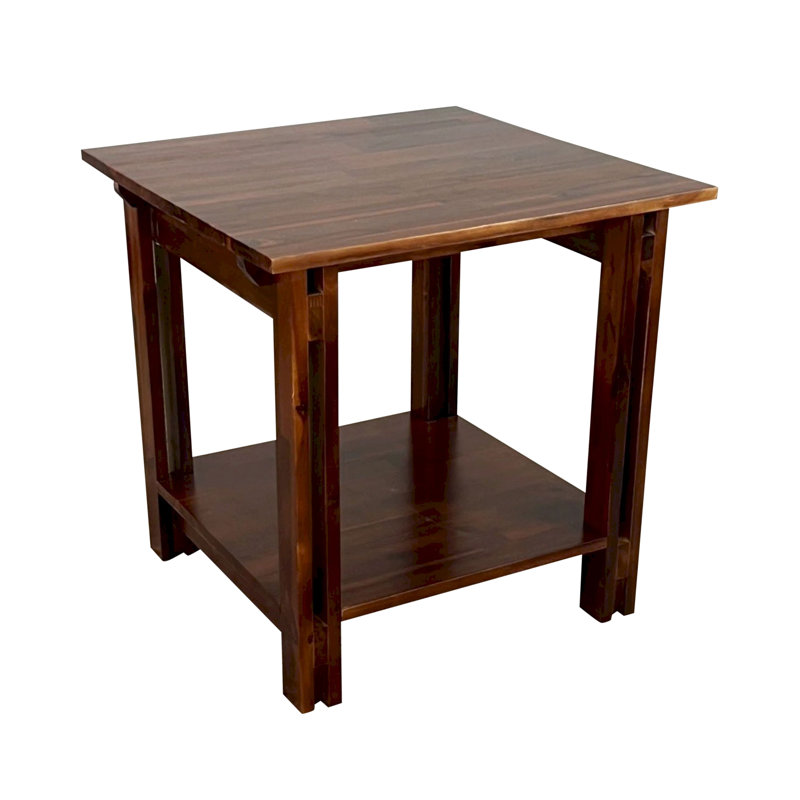 Damius Solid Wood End Table, Mahogany