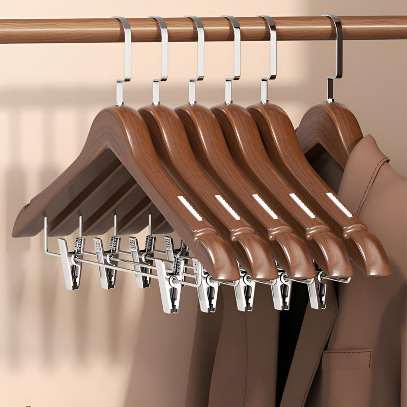 Cintres doubles en bois massif - solution sans plis 2 en 1 pour Hanfu et jupes, 20