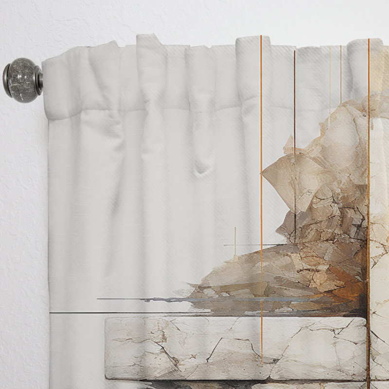 Randleman Beige Spiritual Stone Minimalism Painting I - Stone Geode Curtain - Velvet Room Darkening - 1 panel, 52" W x 120" L