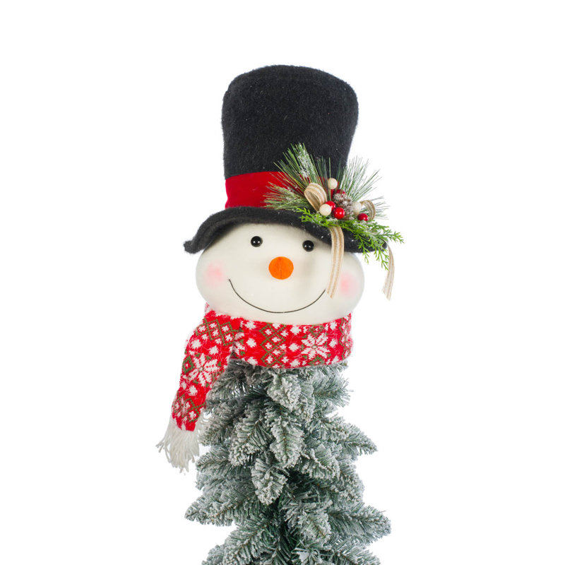 Décoration pour sommet de sapin blanc en tissu blanc avec chapeau haut de forme gui