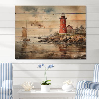 Phare rétro II, impression sur bois