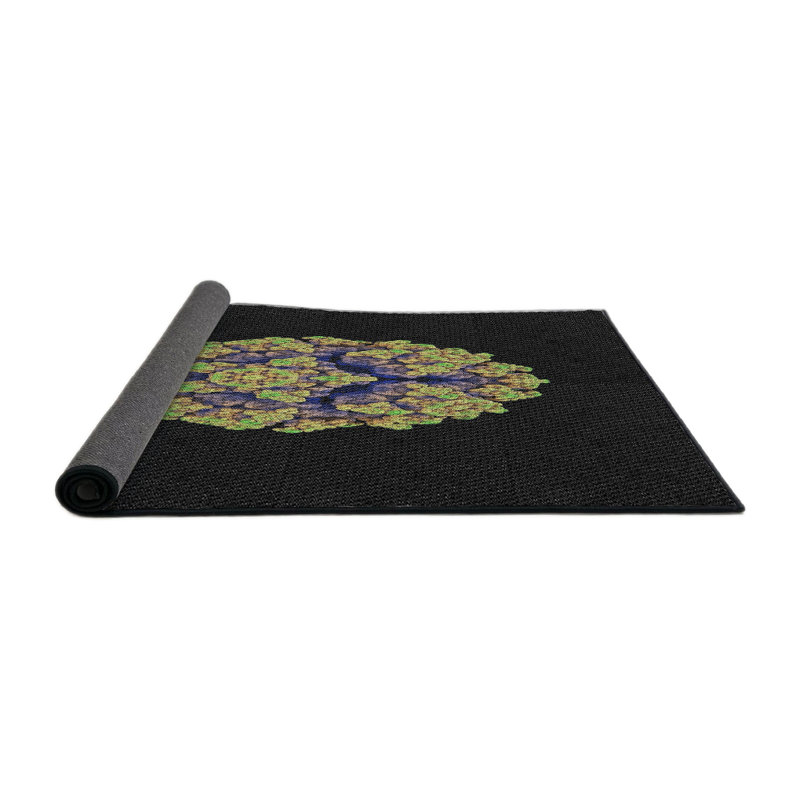 Tapis noir/vert/bleu, Rond 7 pi