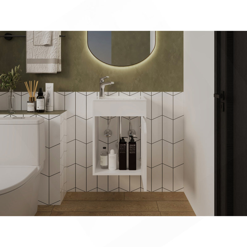 Lavabo pour salle de bain Hudson, blanc, Blanc