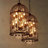 4-Light Vintage Birdcage Crystal Chandelier, Adjustable Height Dimmable Industrial Pendant Light for Dining Room, Foyer, Bar