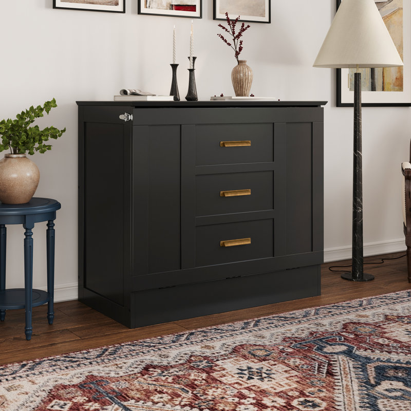  Commode escamotable avec matelas 6 po Charleston, Très grand simple, Noir