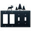 Moose and Pine Trees 4-Gang Toggle Light Switch / Rocker Combination Wall Plate
