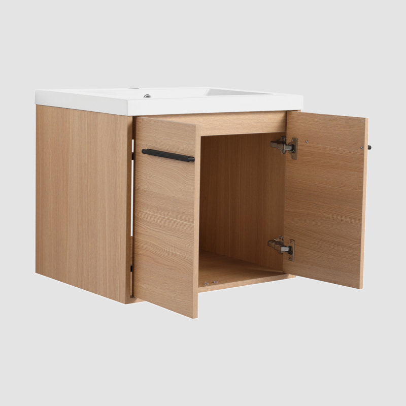 Meuble-lavabo simple 23,62 po avec plateau en céramique Youssoufia
