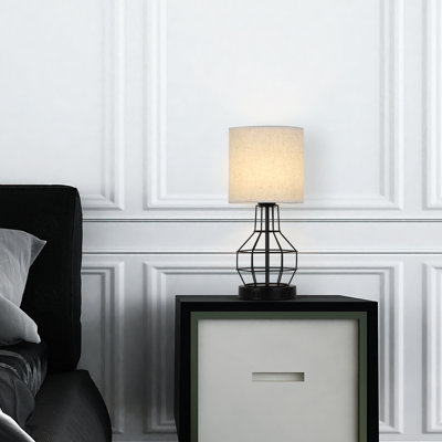 Lampe de bureau deux pièces avec abat-jour en lin et cadre noir