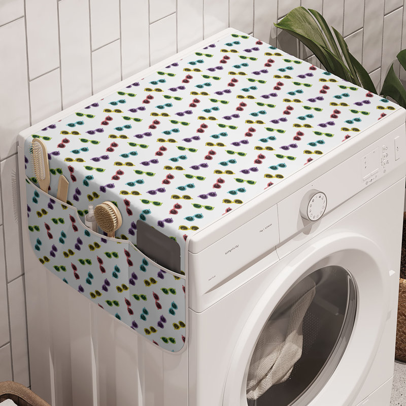 Ensemble de 2 pièces de rangement pour machine à laver East Urban Home Fashion - 47 po x 18,5 po - blanc et multicolore