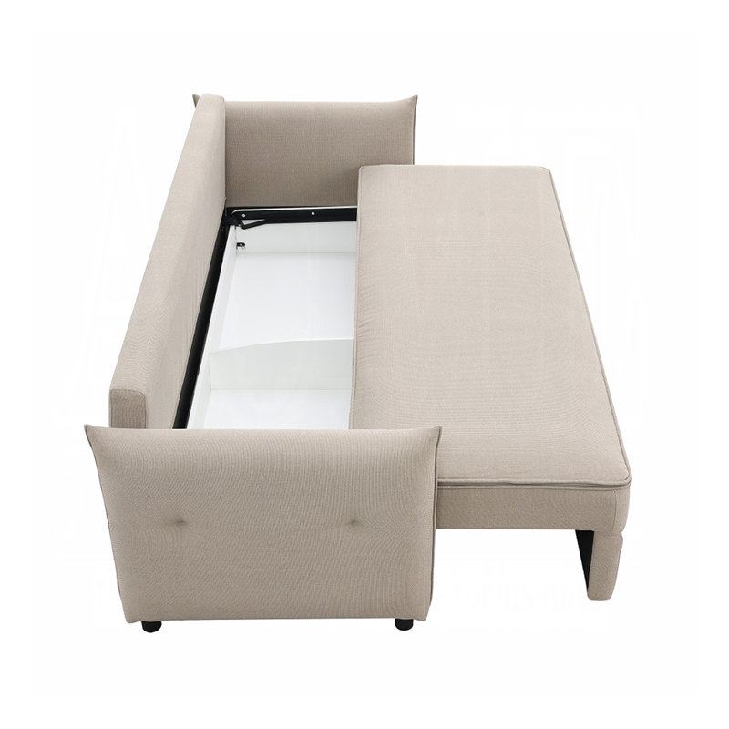 Canapé en tissu et bois avec canapé-lit beige
