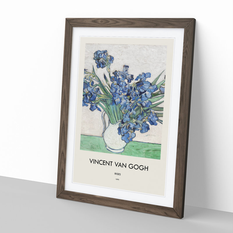 Vase of Irises Vol.1 by Vincent Van Gogh - Picture Frame Art Prints, 36cm H x 27cm W x 2cm D, Walnut