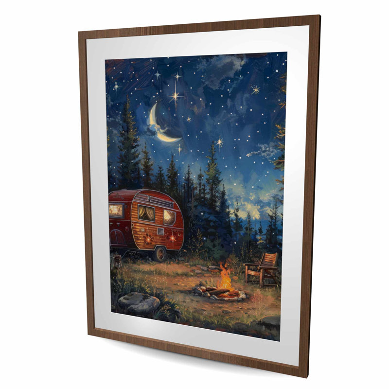 Campfire - Beige Framed Matted Print for Home Decor